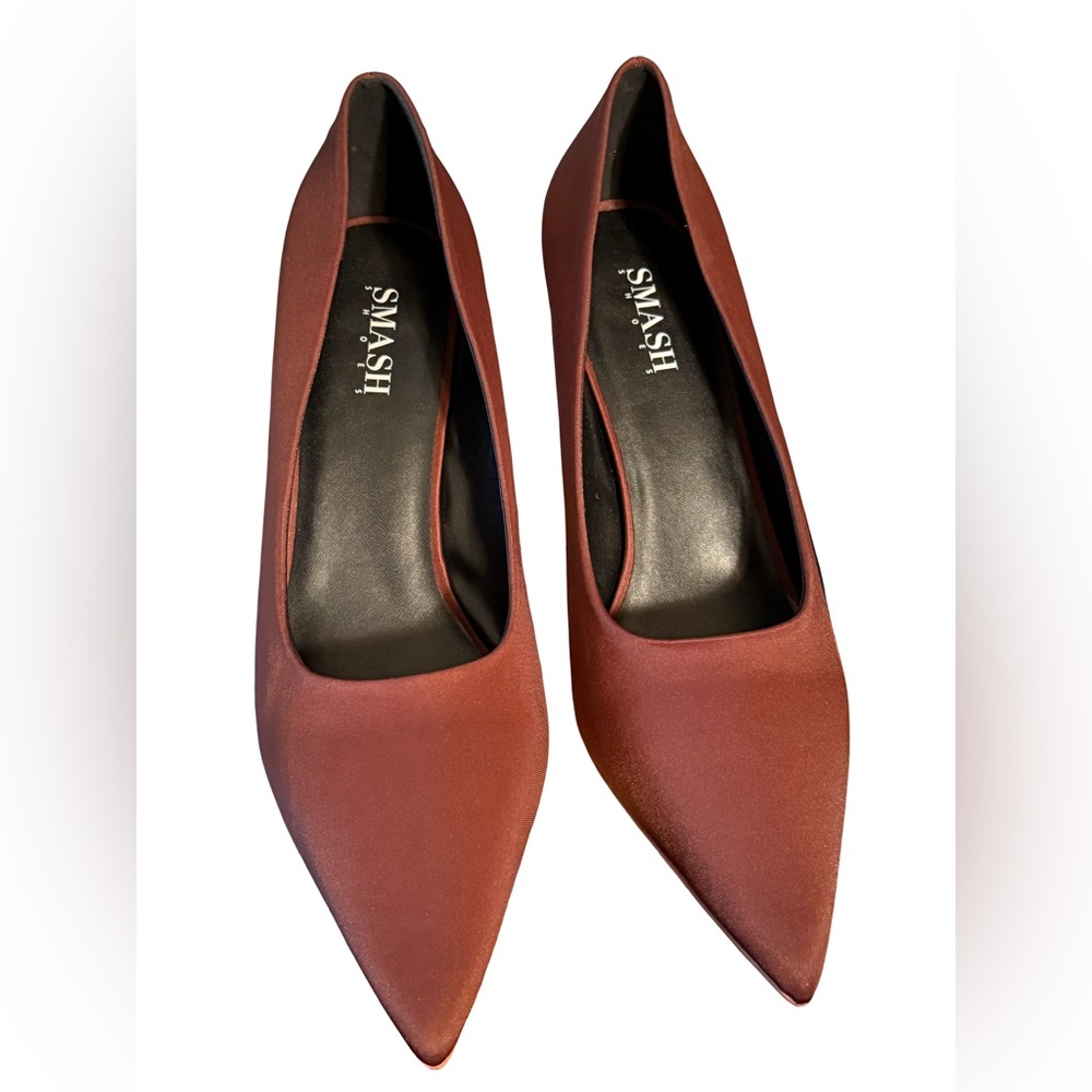 Smash NWT Sz 14 Beautiful Chocolate Brown Satin Like Stiletto High Heels (SH254) - Picture 3 of 12